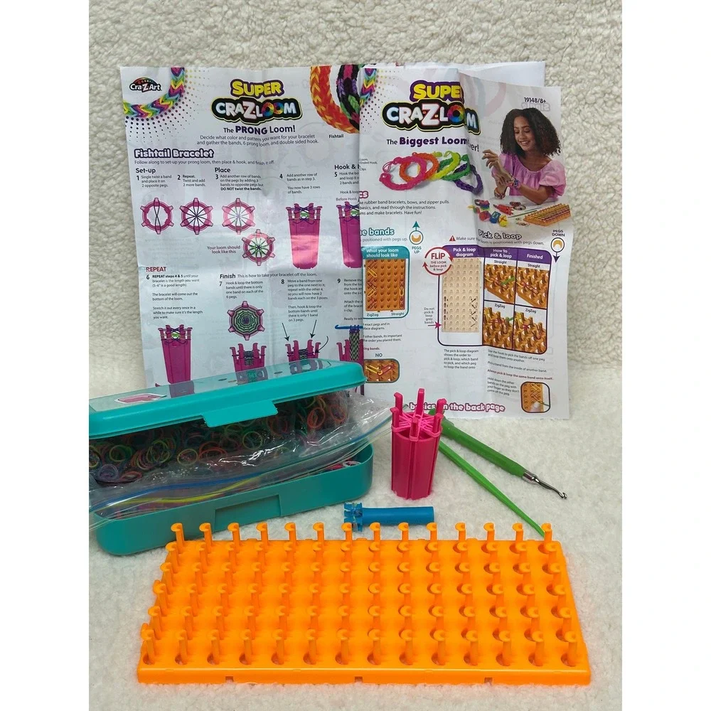 Cra-Z-Art Super Cra-Z-Loom Rubber Band Bracelet Maker Kit with Storage Case - Picture 3 of 7